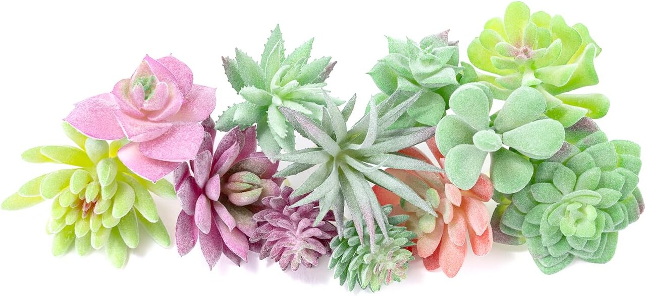 12-Pack Mini Potted Artificial Succulent Set – Realistic Flocked Faux Small Potted Plants for DIY Crafts, Home, Office & Garden Decor (Lifelike PVC, Unpotted Arrangement)